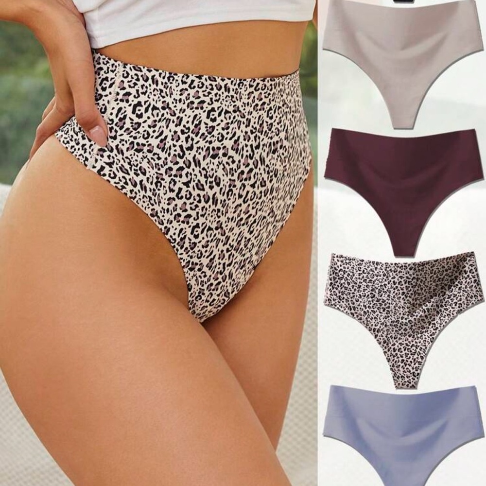 Leopard Print High-Waist Thong Panties